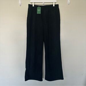 Halara‎ Corduroy Wide Leg Pants Black Ribbed Stretch Size Large NWT